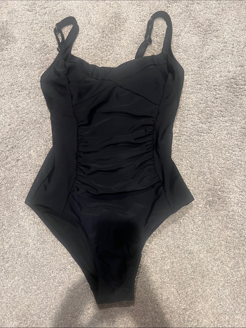 Cupshe Black Ruched One-Piece Swimsuit with Adjustable Straps
